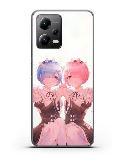 Чехол аниме Re:zero жизнь с нуля - Рем и Рам близняшки силиконовый для Xiaomi Poco X5