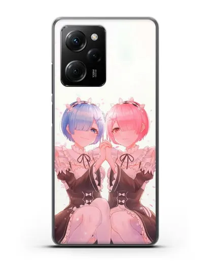 Чехол аниме Re:zero жизнь с нуля - Рем и Рам близняшки силиконовый для Xiaomi Poco X5 Pro