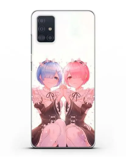 Чехол аниме Re:zero жизнь с нуля - Рем и Рам близняшки силиконовый для Samsung Galaxy A51 [SM-A515F]