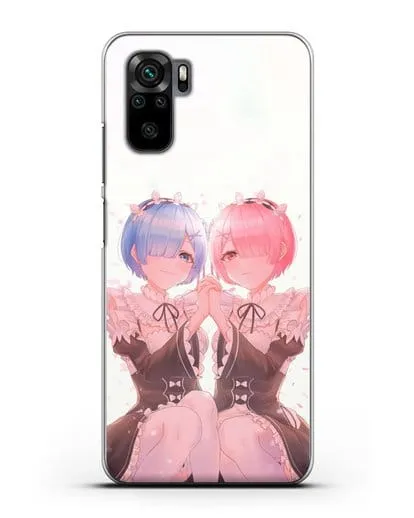 Чехол аниме Re:zero жизнь с нуля - Рем и Рам близняшки силиконовый для Xiaomi Redmi Note 10