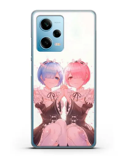 Чехол аниме Re:zero жизнь с нуля - Рем и Рам близняшки силиконовый для Xiaomi Redmi Note 12 5G