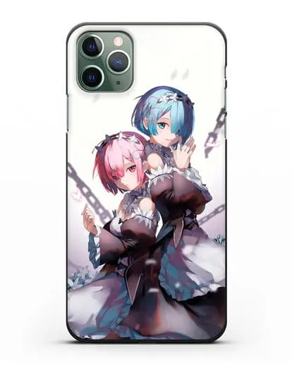 Чехол аниме Re:zero жизнь с нуля - Рам и Рем с цепями силиконовый для iPhone 11 Pro Max