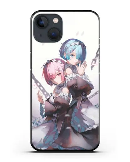 Чехол аниме Re:zero жизнь с нуля - Рам и Рем с цепями силиконовый для iPhone 13