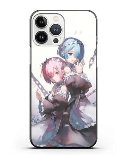 Чехол аниме Re:zero жизнь с нуля - Рам и Рем с цепями силиконовый для iPhone 13 Pro Max