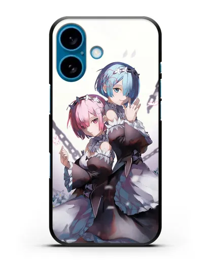 Чехол аниме Re:zero жизнь с нуля - Рам и Рем с цепями силиконовый для iPhone 16