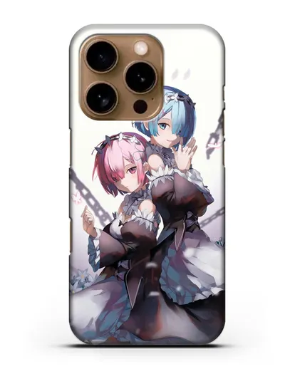 Чехол аниме Re:zero жизнь с нуля - Рам и Рем с цепями силиконовый для iPhone 16 Pro