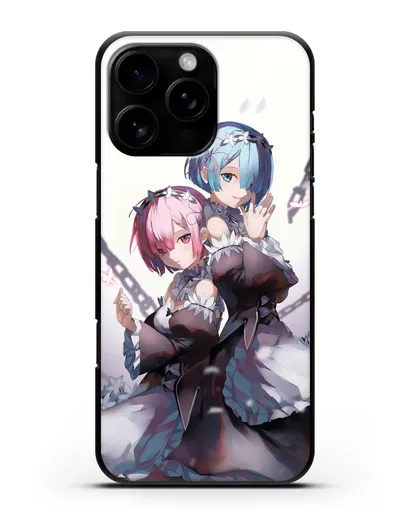 Чехол аниме Re:zero жизнь с нуля - Рам и Рем с цепями силиконовый для iPhone 16 Pro Max