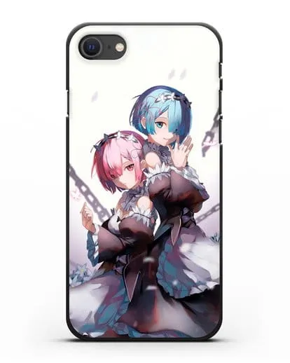 Чехол аниме Re:zero жизнь с нуля - Рам и Рем с цепями силиконовый для iPhone SE 2020
