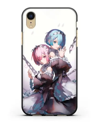 Чехол аниме Re:zero жизнь с нуля - Рам и Рем с цепями силиконовый для iPhone XR