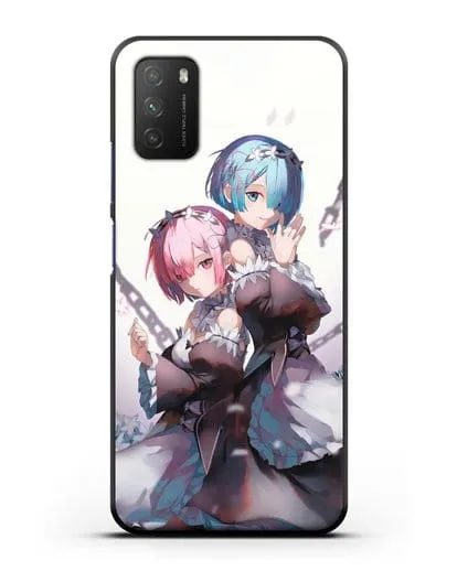Чехол аниме Re:zero жизнь с нуля - Рам и Рем с цепями силиконовый для Xiaomi Poco M3