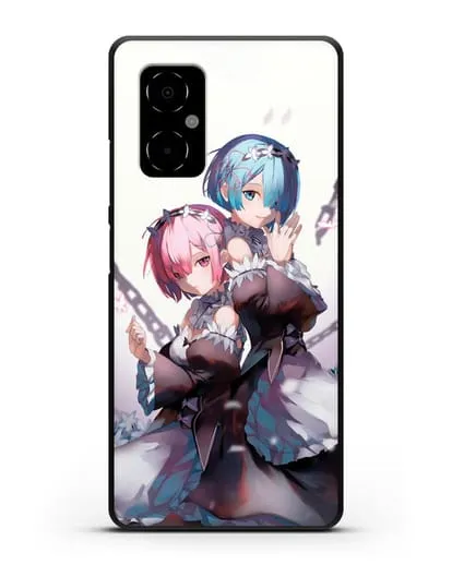 Чехол аниме Re:zero жизнь с нуля - Рам и Рем с цепями силиконовый для Xiaomi Poco M4 5G