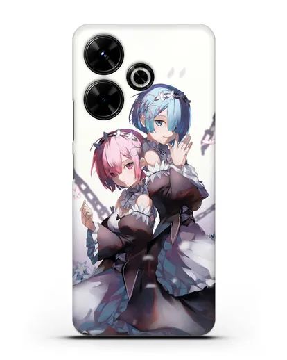 Чехол аниме Re:zero жизнь с нуля - Рам и Рем с цепями силиконовый для Xiaomi Poco M6