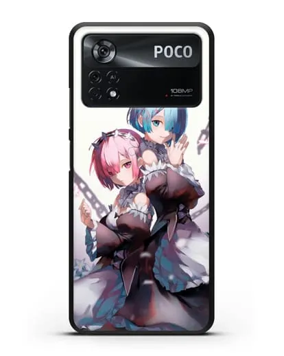 Чехол аниме Re:zero жизнь с нуля - Рам и Рем с цепями силиконовый для Xiaomi Poco X4 Pro