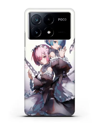 Чехол аниме Re:zero жизнь с нуля - Рам и Рем с цепями силиконовый для Xiaomi Poco X6 Pro