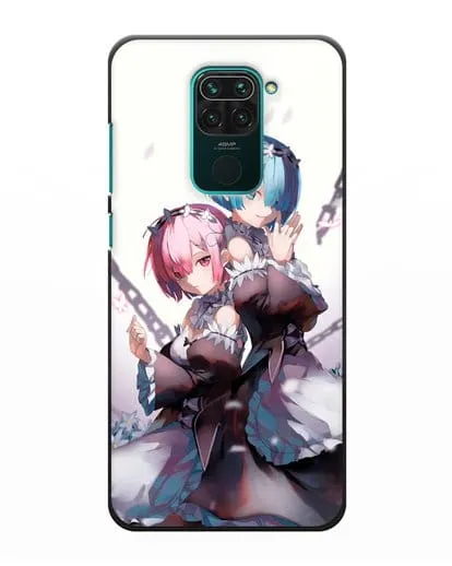 Чехол аниме Re:zero жизнь с нуля - Рам и Рем с цепями силиконовый для Xiaomi Redmi Note 9