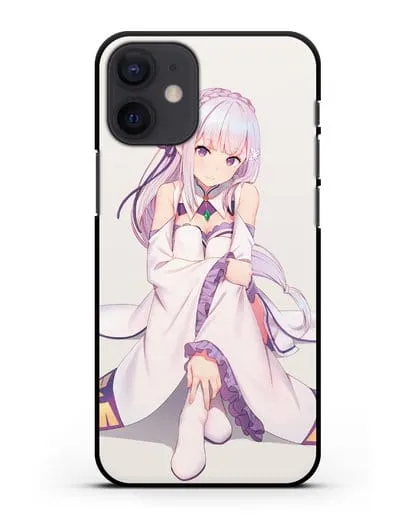 Чехол аниме Re:zero жизнь с нуля - Эмилия силиконовый для iPhone 12 mini