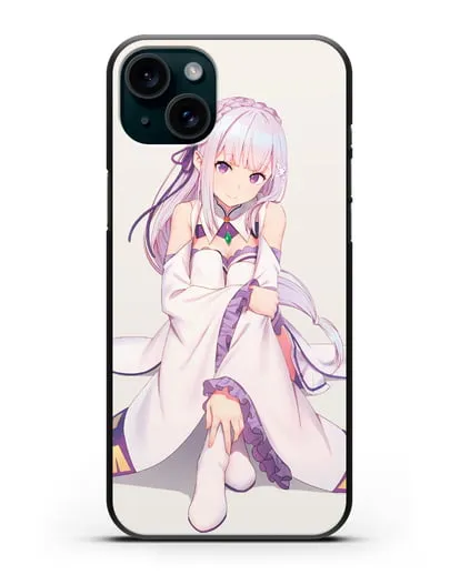 Чехол аниме Re:zero жизнь с нуля - Эмилия силиконовый для iPhone 15 Plus