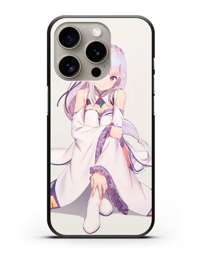 Чехол аниме Re:zero жизнь с нуля - Эмилия силиконовый для iPhone 15 Pro