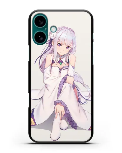 Чехол аниме Re:zero жизнь с нуля - Эмилия силиконовый для iPhone 16 Plus