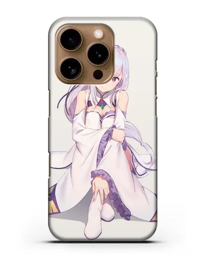 Чехол аниме Re:zero жизнь с нуля - Эмилия силиконовый для iPhone 16 Pro