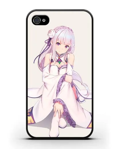 Чехол аниме Re:zero жизнь с нуля - Эмилия силиконовый для iPhone 4/4s