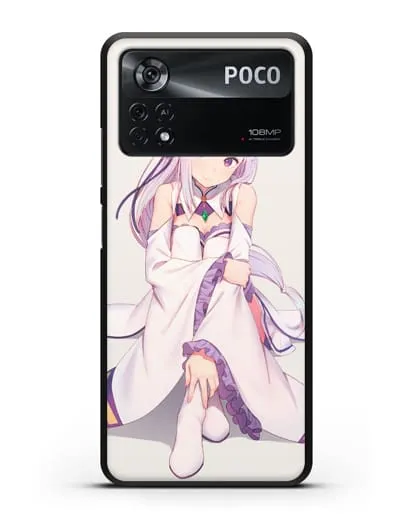 Чехол аниме Re:zero жизнь с нуля - Эмилия силиконовый для Xiaomi Poco X4 Pro
