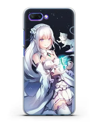 Чехол аниме Re:zero жизнь с нуля - Эмилия с кристаллом силиконовый для Honor 10