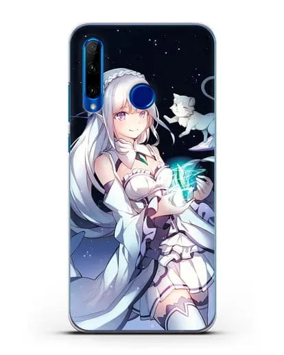 Чехол аниме Re:zero жизнь с нуля - Эмилия с кристаллом силиконовый для Honor 10i