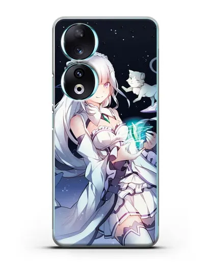 Чехол аниме Re:zero жизнь с нуля - Эмилия с кристаллом силиконовый для Honor 90