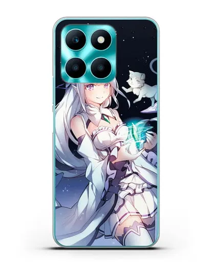 Чехол аниме Re:zero жизнь с нуля - Эмилия с кристаллом силиконовый для Honor X6a
