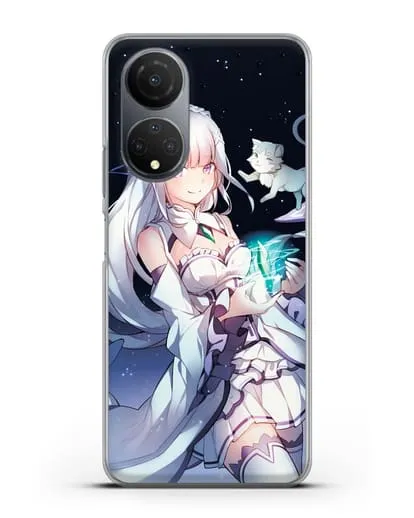 Чехол аниме Re:zero жизнь с нуля - Эмилия с кристаллом силиконовый для Honor X7
