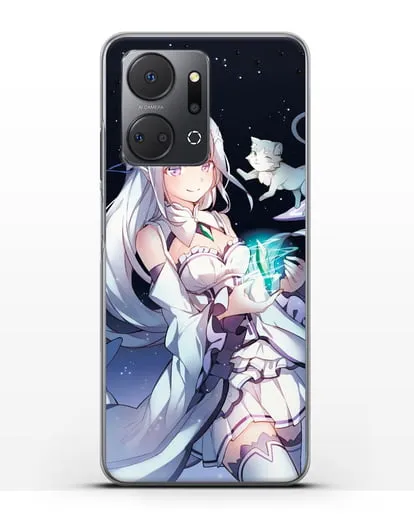Чехол аниме Re:zero жизнь с нуля - Эмилия с кристаллом силиконовый для Honor X7a