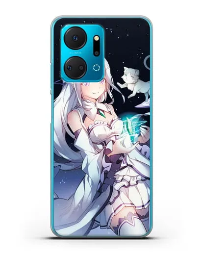 Чехол аниме Re:zero жизнь с нуля - Эмилия с кристаллом силиконовый для Honor X7a Plus