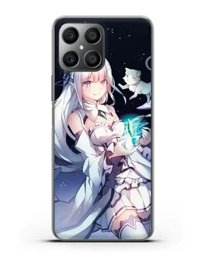 Чехол аниме Re:zero жизнь с нуля - Эмилия с кристаллом силиконовый для Honor X8