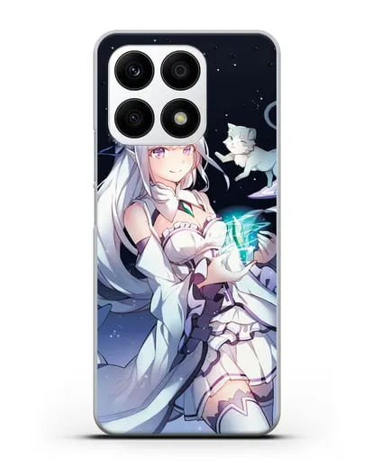Чехол аниме Re:zero жизнь с нуля - Эмилия с кристаллом силиконовый для Honor X8a