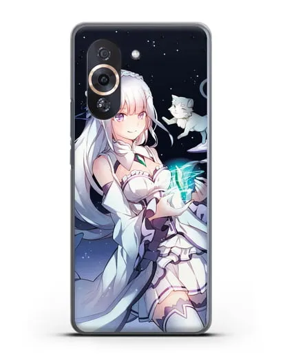 Чехол аниме Re:zero жизнь с нуля - Эмилия с кристаллом силиконовый для Huawei Nova 10
