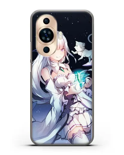 Чехол аниме Re:zero жизнь с нуля - Эмилия с кристаллом силиконовый для Huawei Nova 11