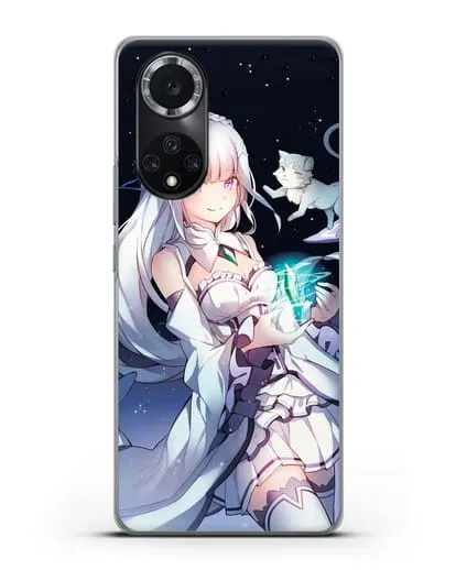 Чехол аниме Re:zero жизнь с нуля - Эмилия с кристаллом силиконовый для Huawei Nova 9