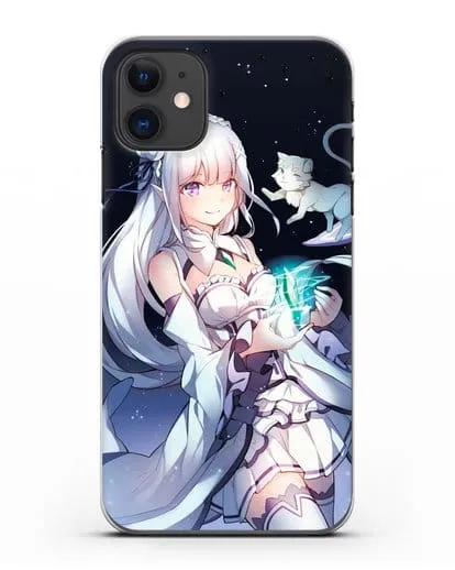 Чехол аниме Re:zero жизнь с нуля - Эмилия с кристаллом силиконовый для iPhone 11