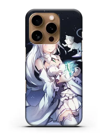 Чехол аниме Re:zero жизнь с нуля - Эмилия с кристаллом силиконовый для iPhone 16 Pro