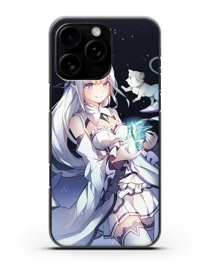 Чехол аниме Re:zero жизнь с нуля - Эмилия с кристаллом силиконовый для iPhone 16 Pro Max