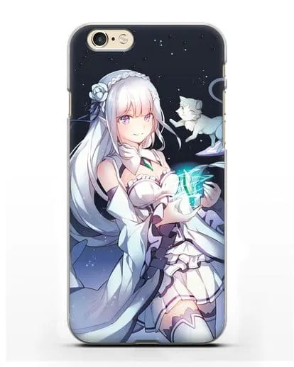 Чехол аниме Re:zero жизнь с нуля - Эмилия с кристаллом силиконовый для iPhone 6s