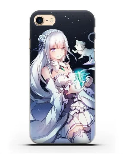 Чехол аниме Re:zero жизнь с нуля - Эмилия с кристаллом силиконовый для iPhone 8