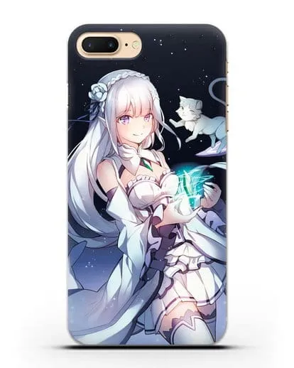 Чехол аниме Re:zero жизнь с нуля - Эмилия с кристаллом силиконовый для iPhone 7 Plus