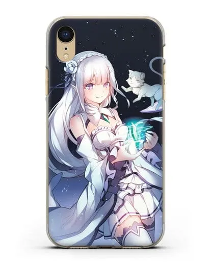 Чехол аниме Re:zero жизнь с нуля - Эмилия с кристаллом силиконовый для iPhone XR