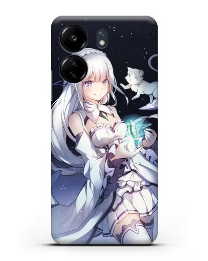 Чехол аниме Re:zero жизнь с нуля - Эмилия с кристаллом силиконовый для Xiaomi Poco C65