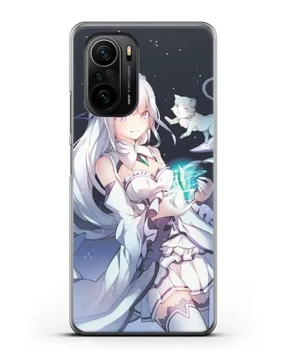 Чехол аниме Re:zero жизнь с нуля - Эмилия с кристаллом силиконовый для Xiaomi Poco F3