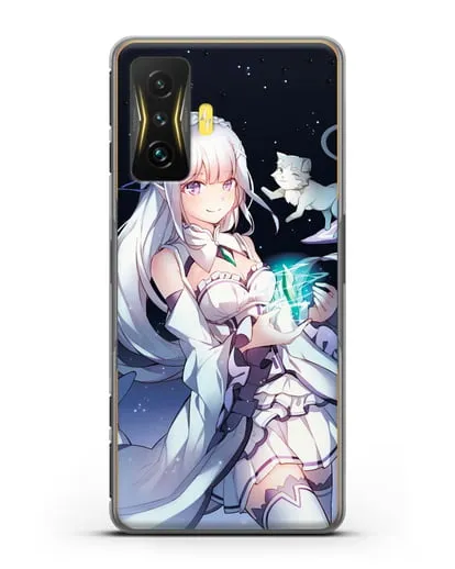 Чехол аниме Re:zero жизнь с нуля - Эмилия с кристаллом силиконовый для Xiaomi Poco F4 GT