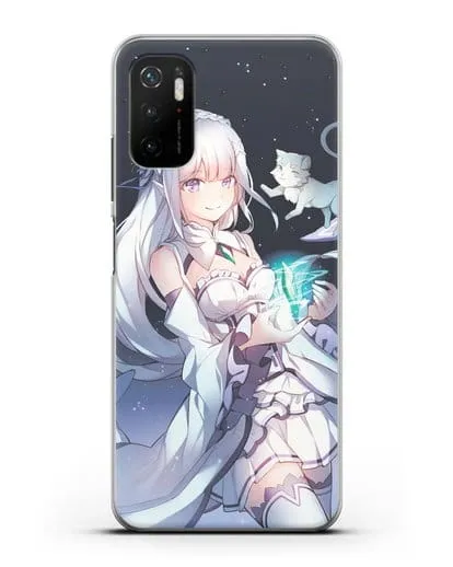 Чехол аниме Re:zero жизнь с нуля - Эмилия с кристаллом силиконовый для Xiaomi Poco M3 Pro