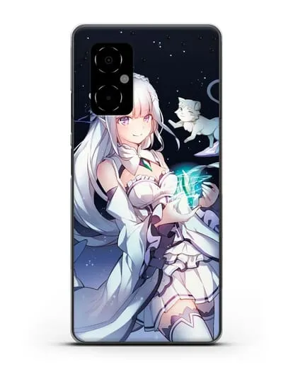 Чехол аниме Re:zero жизнь с нуля - Эмилия с кристаллом силиконовый для Xiaomi Poco M4 5G